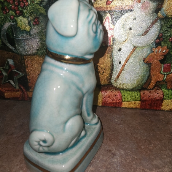 Collectible Ceramic Vintage Pug Dog Statue Andrea by Sadek C. 1970s 8" tall - Picture 4 of 6